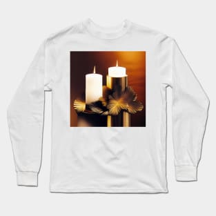 White Candles with Gold Base Long Sleeve T-Shirt